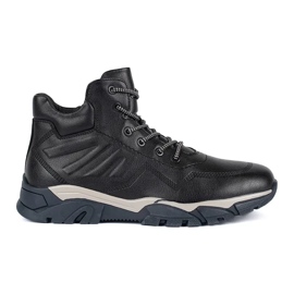 Men's black insulated lace-up ankle boots