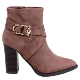 Janisa Khaki high heel ankle boots brown