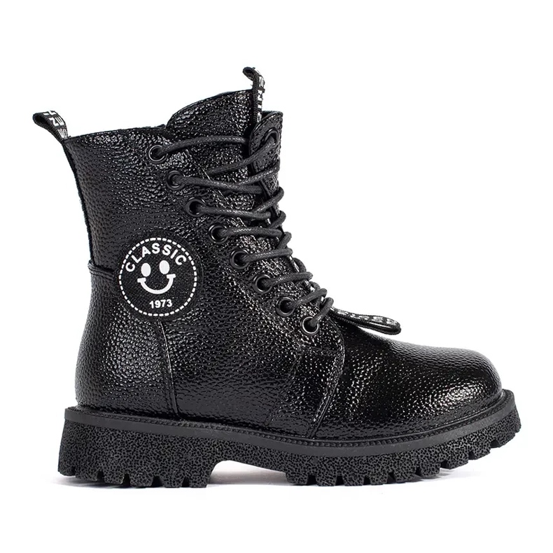 Black lace-up ankle boots insulated with fur Black lace-up ankle boots insulated with fur