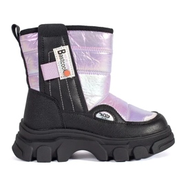 Quilted girls' snow boots with a shine purple