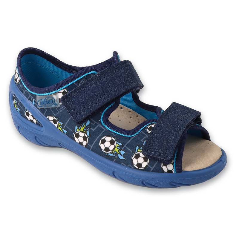 Befado children's velcro sandals with leather insert 063X020 navy blue