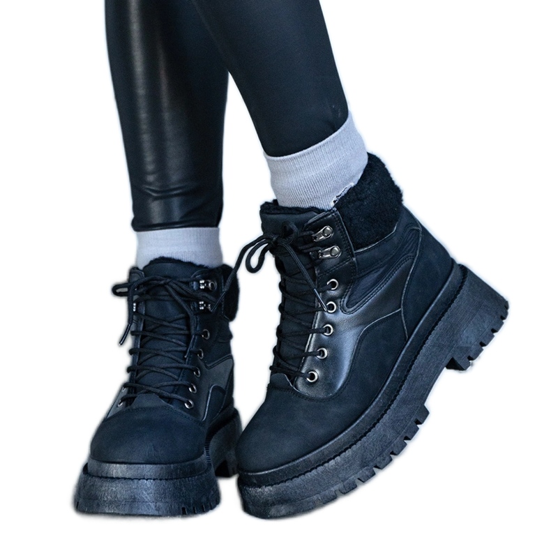 Black sneakers with a thick sole and Best fur