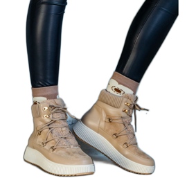 Rosemarie beige ankle boots with a thick sole