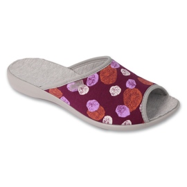 Befado women's burgundy slippers with pattern 255D002 red