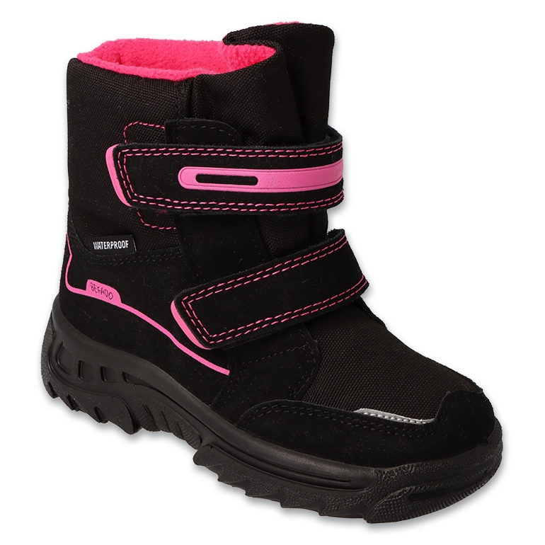 Befado trekking shoes with velcro and membrane 615X003, black and pink