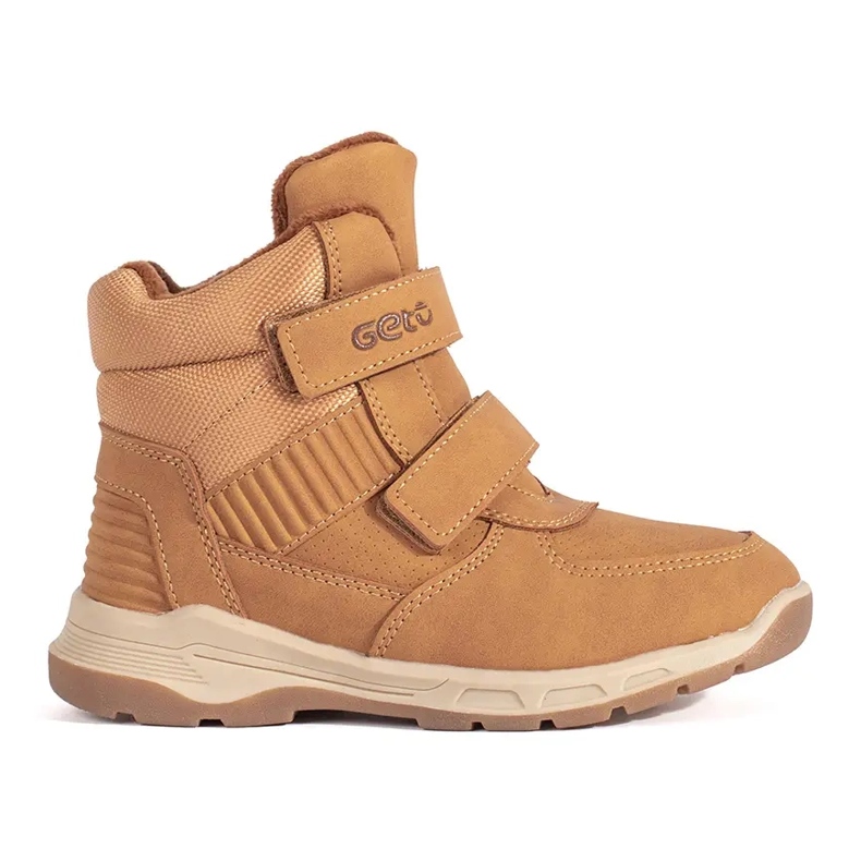Insulated boys' ankle boots with Velcro brown