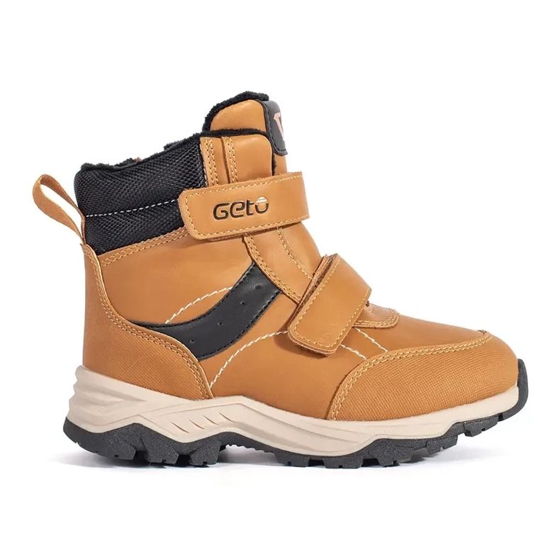 Insulated boys' ankle boots with Velcro brown