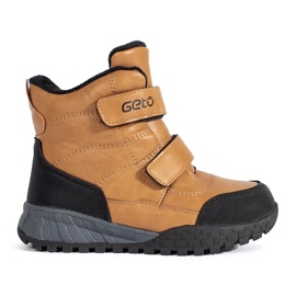 Insulated boys' ankle boots with Velcro brown