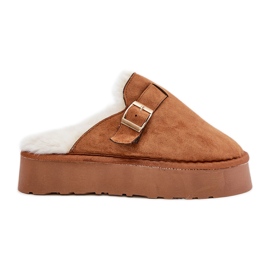 Women's Slippers On A Thick Sole With Fur And A Buckle Camel Linneola brown