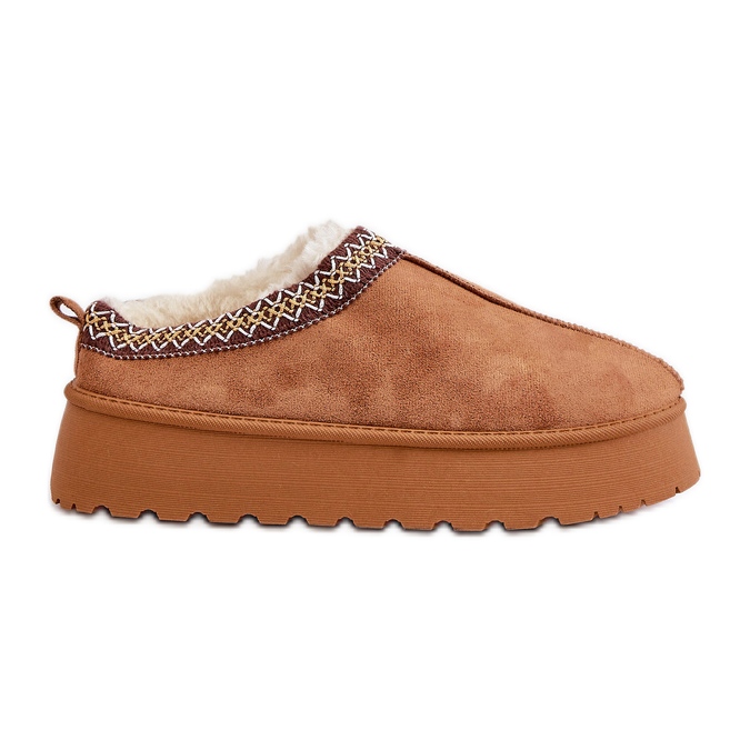 Platform Snow Boots With Embroidery Camel Tamilda brown