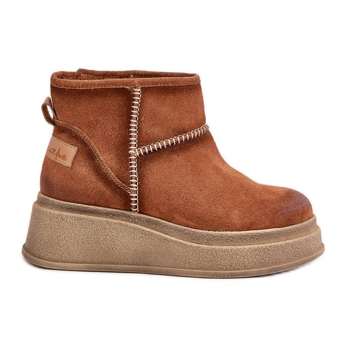 Leather Suede Snow Boots On Platform And Wedges Brown Maciejka 06769-29 Brown Leather Suede Snow Boots On Platform And Wedges Brown Maciejka 06769-29 Brown