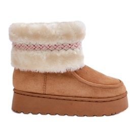 Women's Platform Snow Boots With Fur and Camel Deepanti Pattern brown