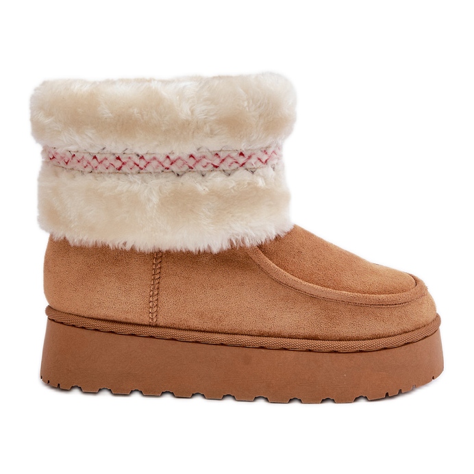 Women's Platform Snow Boots With Fur and Camel Deepanti Pattern brown