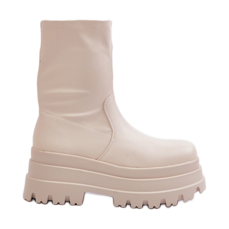 Light beige Florinara ankle boots on a massive platform