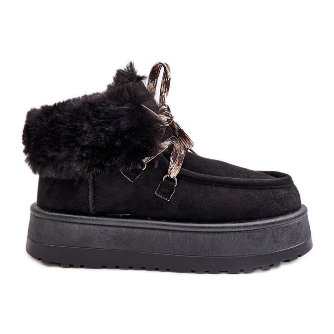 Women's Low Platform Snow Boots With Fur, Black Neathren