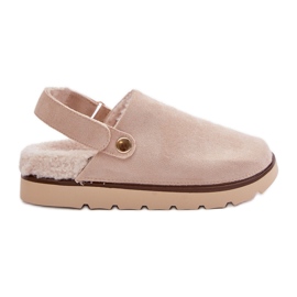 Women's Platform Slippers, Lined with Fur, Beige Sheepskin by Sanilora