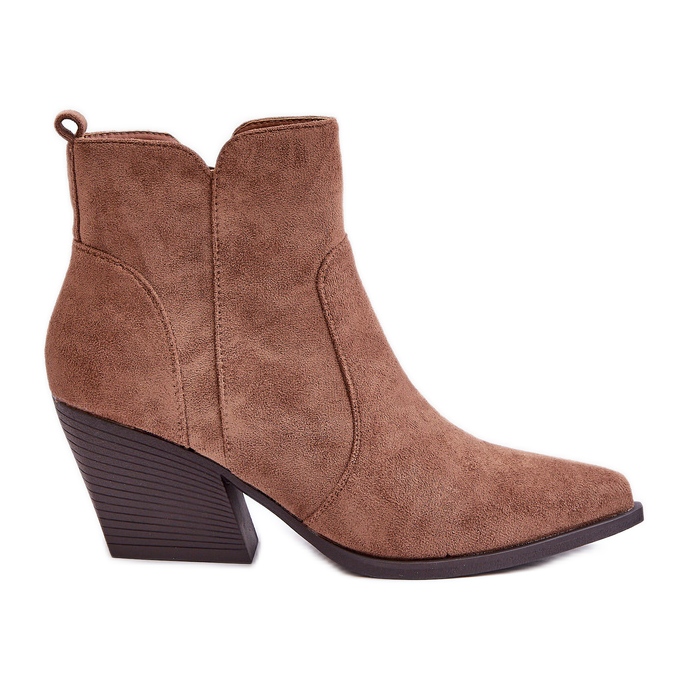 Insulated Eco Suede Cowboy Boots With Zipper, Brown Virtris Insulated Eco Suede Cowboy Boots With Zipper, Brown Virtris