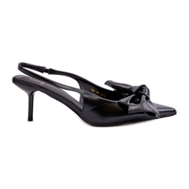 Eco Leather Black High Heels with a Bow Emirenna