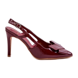 Patent stilettos with an open heel, burgundy Auroravia red