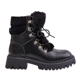 Insulated hiking boots with a zipper made of eco-leather, Black Willatta