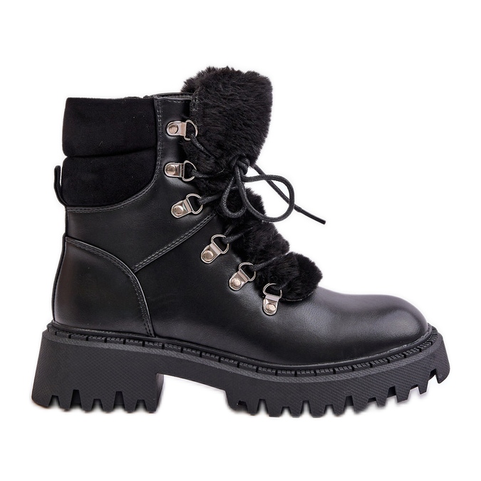 Insulated hiking boots with a zipper made of eco-leather, Black Willatta