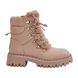 Insulated boots with a zipper made of eco-leather, Beige Willatta