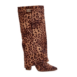 Women's Over-the-Knee Boots, Leopard Brown, Portora