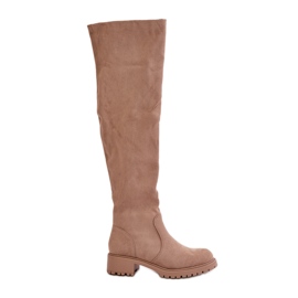 Beige Flat Over-the-Knee Boots Filora