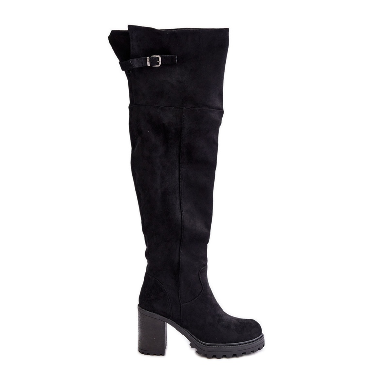 Black Niaviera Insulated Over-the-Knee High Heel Boots