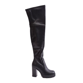 Over-the-knee boots with a high heel, Black Nelothiel