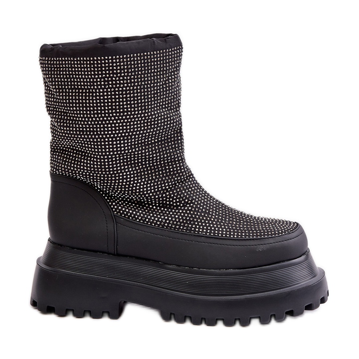 Black Avivina Decorated Snow Boots With Platform And Flat Heel