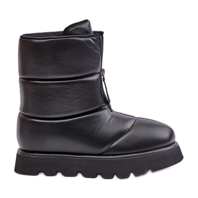 Eco Leather Black Platform Snow Boots With Zipper Resisia