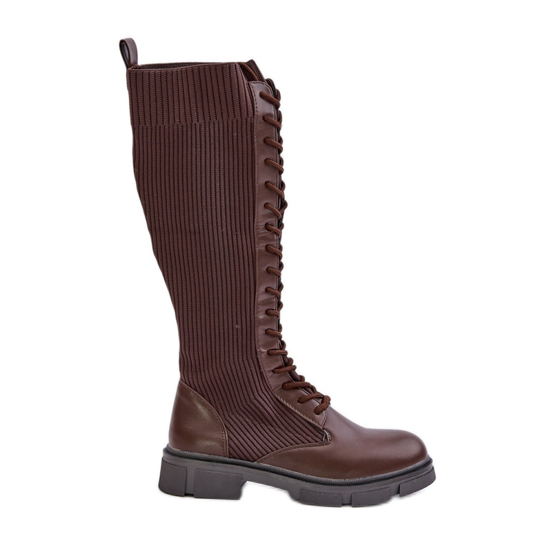 Brown Vamilena Lace-up Boots With Elastic Upper