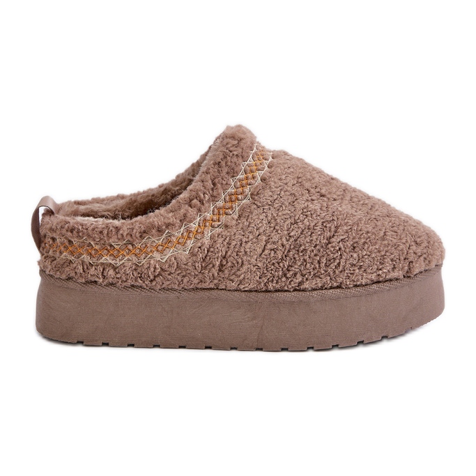 Platform snow boots with fur, sheepskin type, dark beige Mesirra