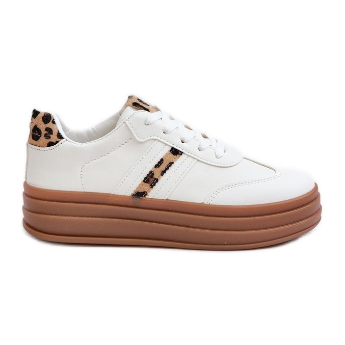 Women's Leopard Platform Sneakers White Dravinnia