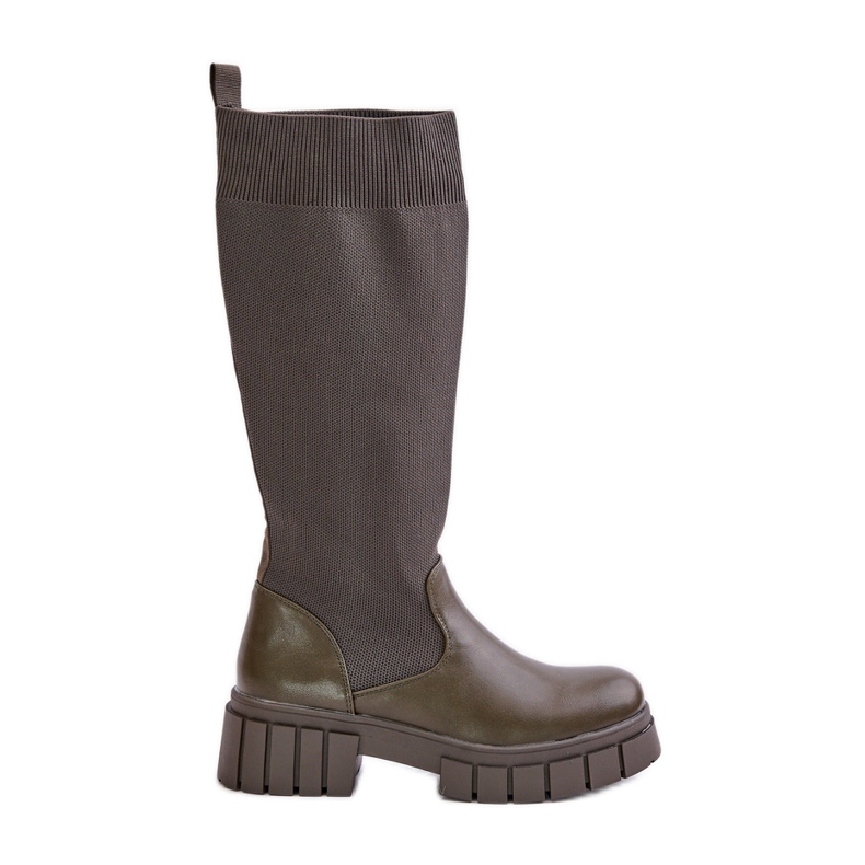 Boots with a flexible upper and a flat heel, dark green Mesidra