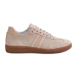 Zazoo N1068 Women's Suede Low Sneakers, Beige
