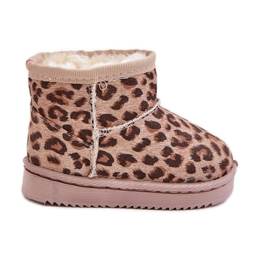 Children's Insulated Snow Boots With Leopard Pattern Beige Nallita