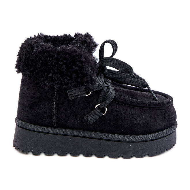 Black Adelane Children's Snow Boots Insulated with Fur