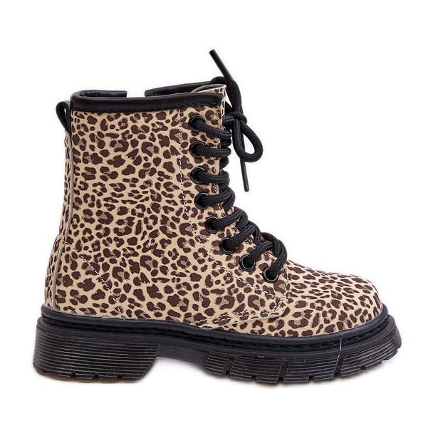 Insulated girls' leopard boots, Beige Nelanna Insulated girls' leopard boots, Beige Nelanna