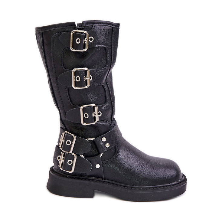 Girls' Ankle Boots with Black Eco Leather Buckles Rinetha Girls' Ankle Boots with Black Eco Leather Buckles Rinetha