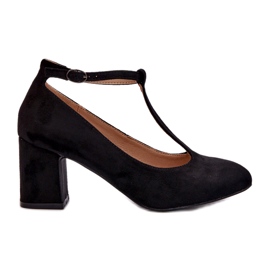 Eco-suede pumps with a stiletto heel, black