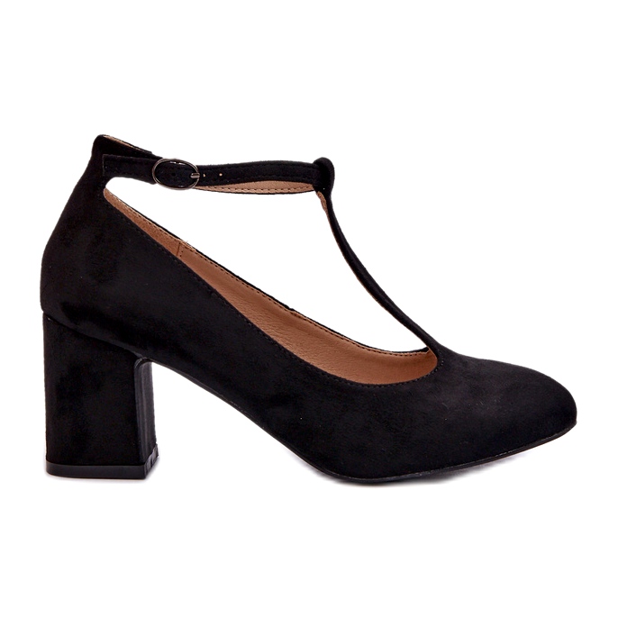 Eco-suede pumps with a stiletto heel, black