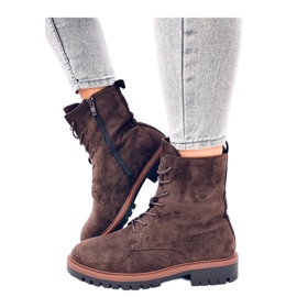 Brown suede lace-up ankle boots Brown suede lace-up ankle boots