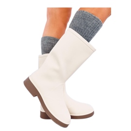 White women's matte galoshes beige