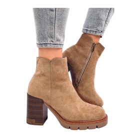 High-heeled ankle boots with a protector beige High-heeled ankle boots with a protector beige