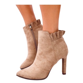Khaki suede high heel ankle boots beige Khaki suede high heel ankle boots beige