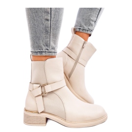 Beige women's grain Chelsea boots