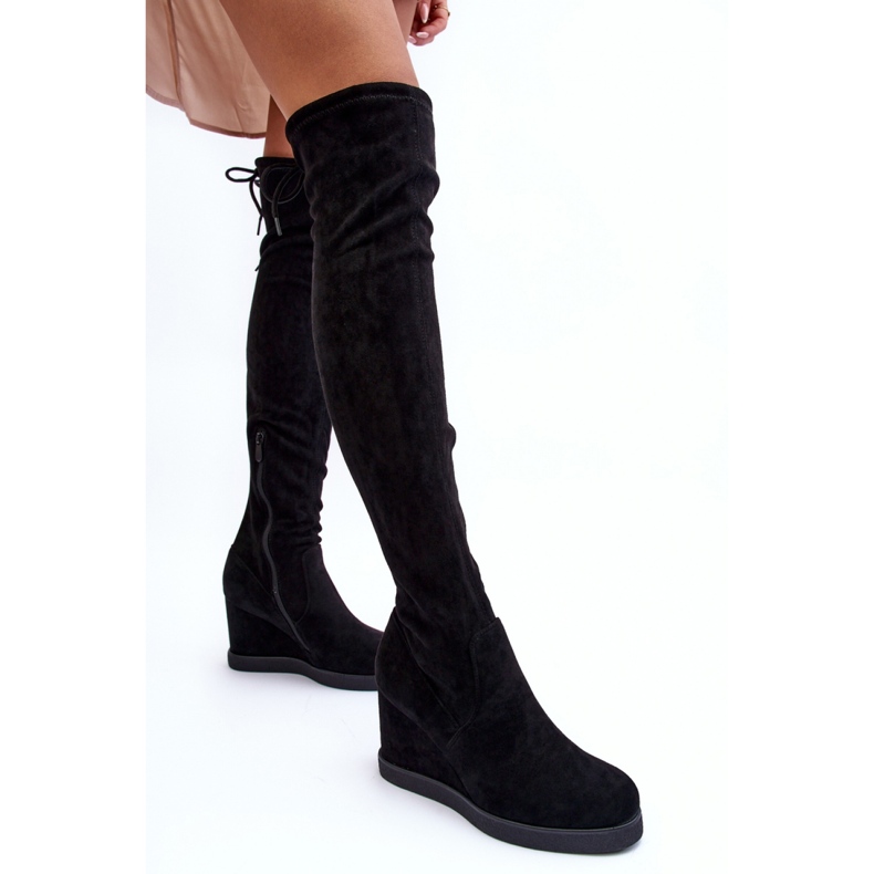 Over-the-knee boots NS362P Black Suede