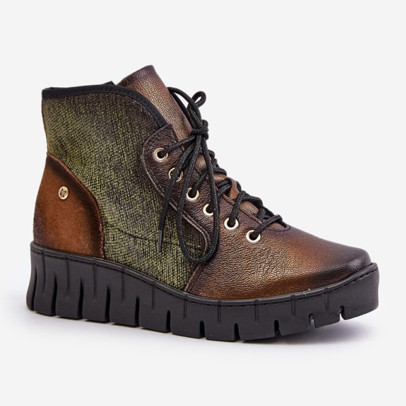 Maciejka 06702-09 Green/Gold ankle boots